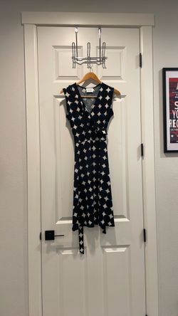 Leota Sleeveless Wrap Dress Navy Polka Dot