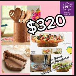 Princess House Wilflower Bowl Torteadora Y Base Con Cucharadas