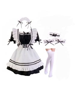 Black and White Maid Cosplay Costume Set  Runs like a XL