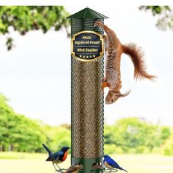 Lager Bird Feeder,Metal Squirrel Proof Bird Feeders for Outdoors Hanging 6.5LB Capacity,Attracting Finch,Cardinal,Chickadee
