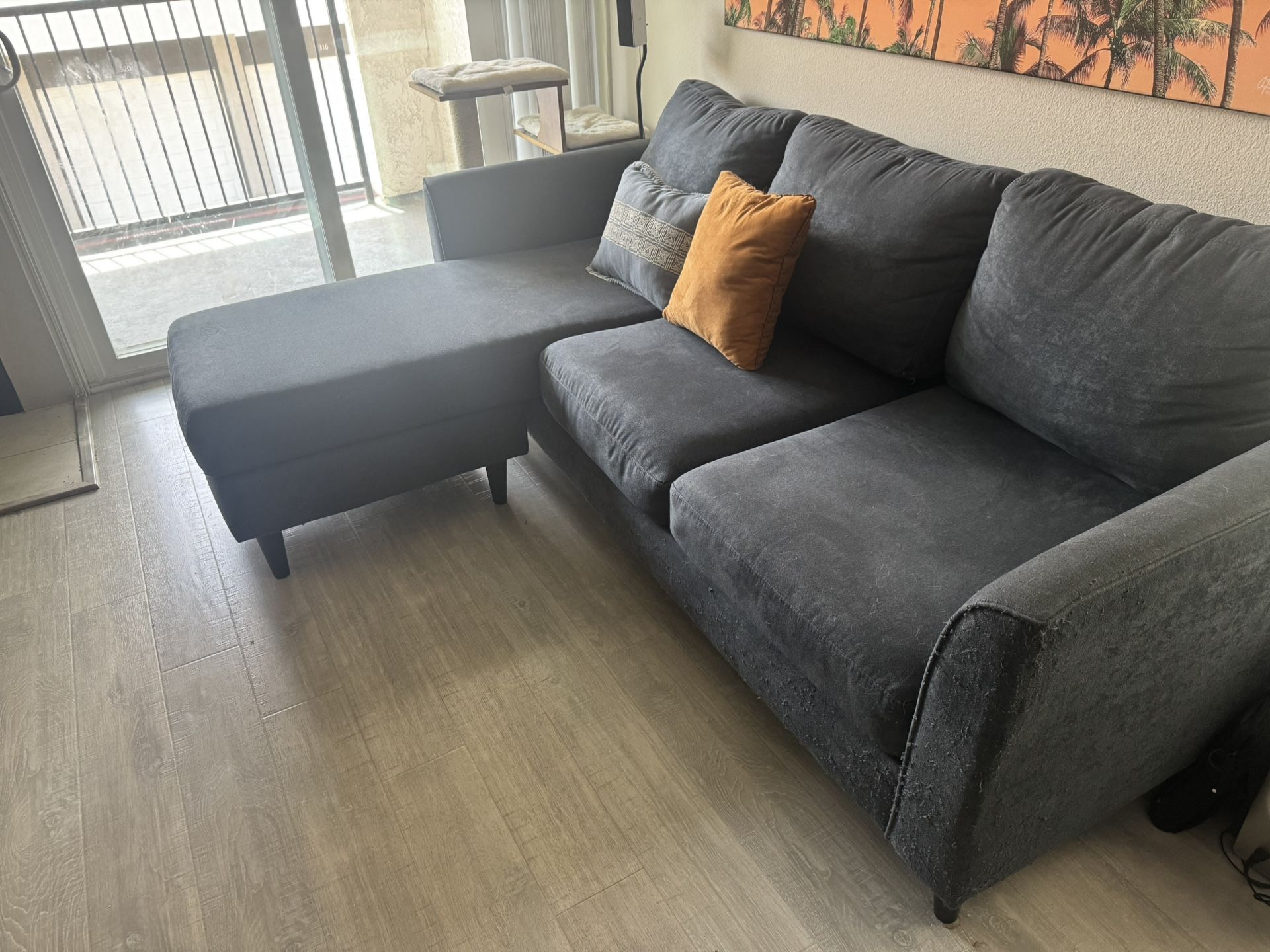 Navy Couch with Reversible Chaise