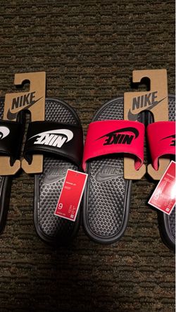 Nike Benassi JDI Slides Sandals Black/White & Red/Black Size: 9M Two Pairs New