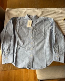 Good American Light Blue Striped Button-Down Shirt