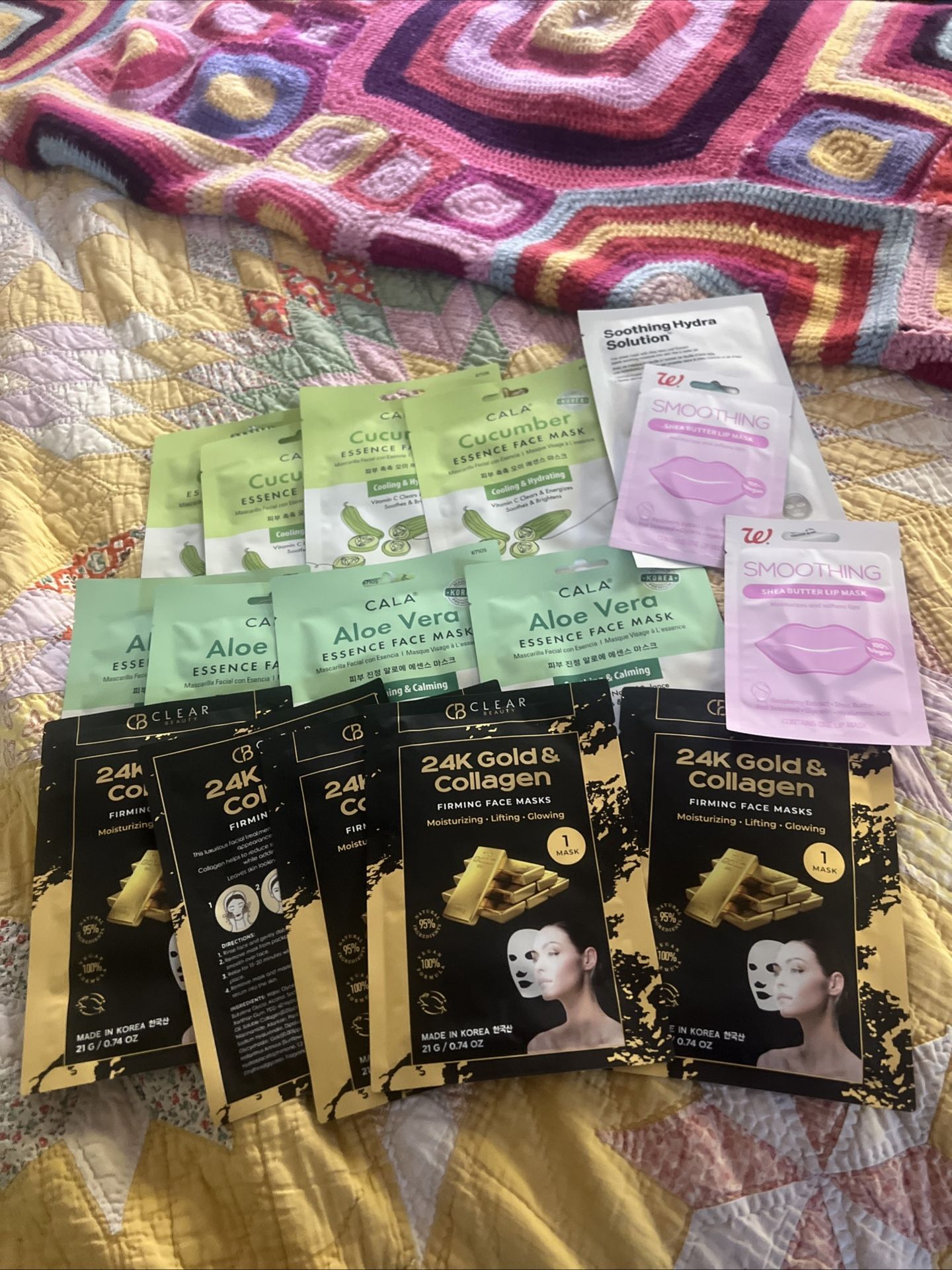 16 Assorted Facial Sheet Masks And Lip Masks