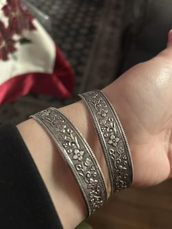 925 Sterling Silver Set Of 2 Bracelets 