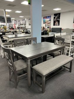 6PC Gray Dining Table Set