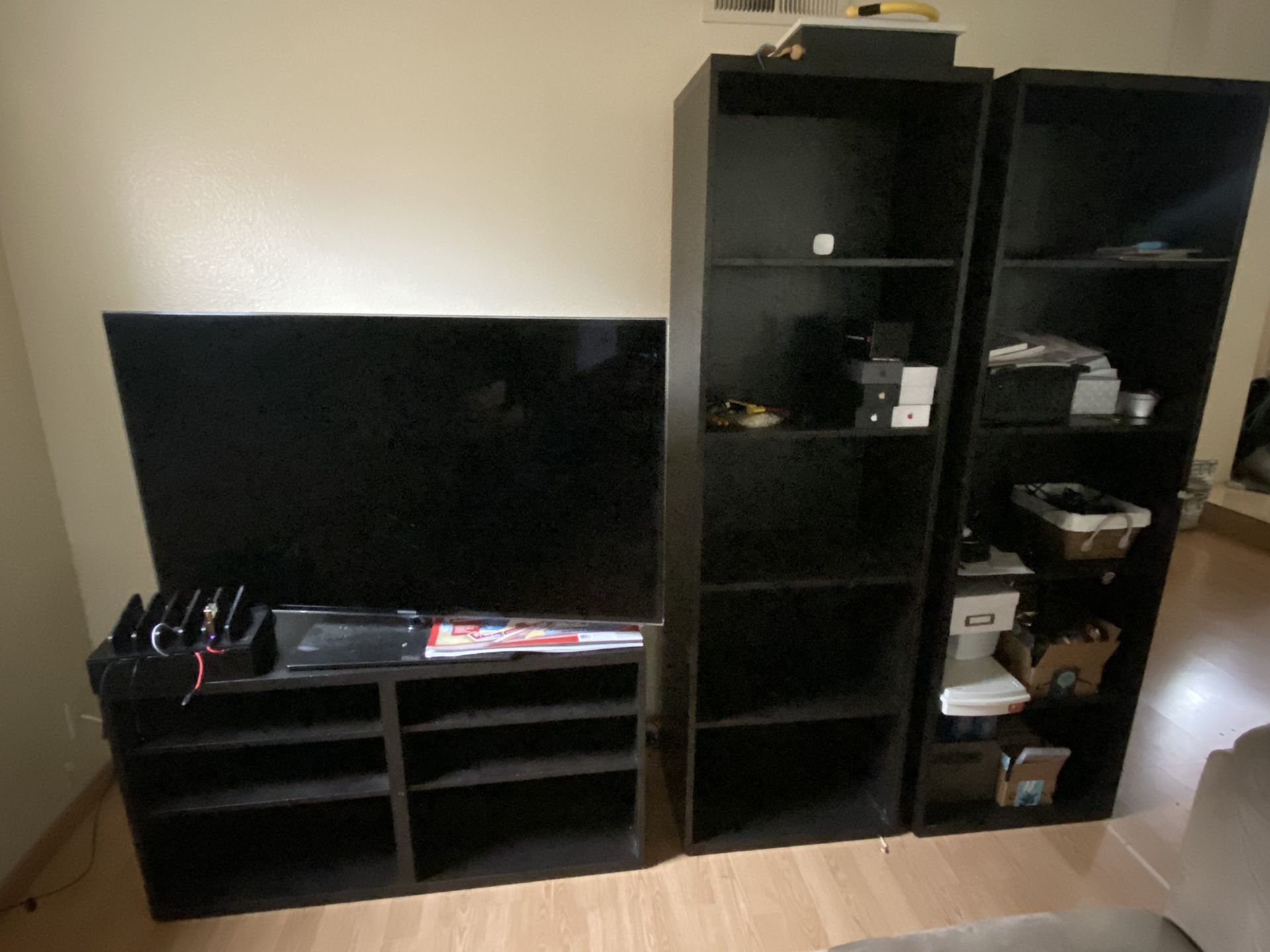 TV console and 2 matching bookshelves