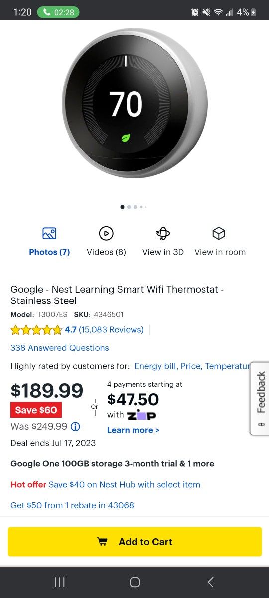 Google Nest Thermostat 