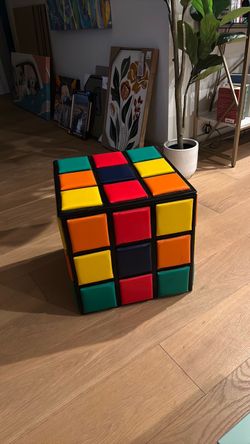 90s Giant Rubik's Cube Ottoman Stool