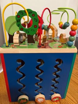 wooden farm activity cube / bead maze activity center.