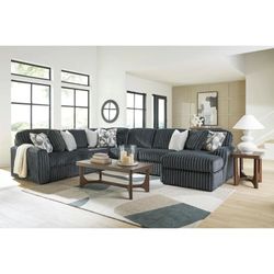 Large 3 piece Sectional W/ Chaise features luxuriously soft jumbo corduroy fabric