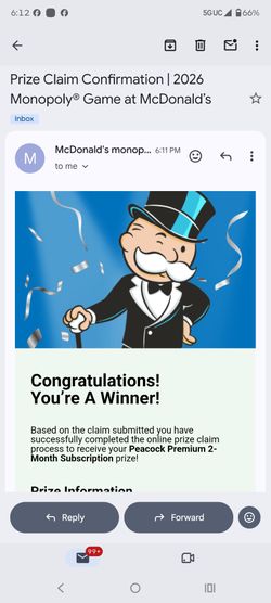 Monopoly Peacock Premium 2 month reward