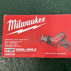 NEW! Milwaukee 2420-20 M12 Hackzall Reciprocating Saw