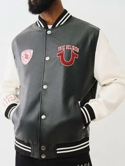 True Religion Patch Varsity Leather Jackets