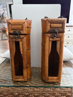 14" TALL HAND MADE BAMBOO WINE BOTTLE HOLDER