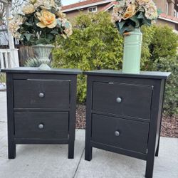 Black Solid Wood Hemnes Dresser Chest of Drawers Nightstand Set Good Condition