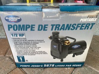 Superior Pump 1/2 HP Transfer Pump. Bomba de Transferencia Superior Pump