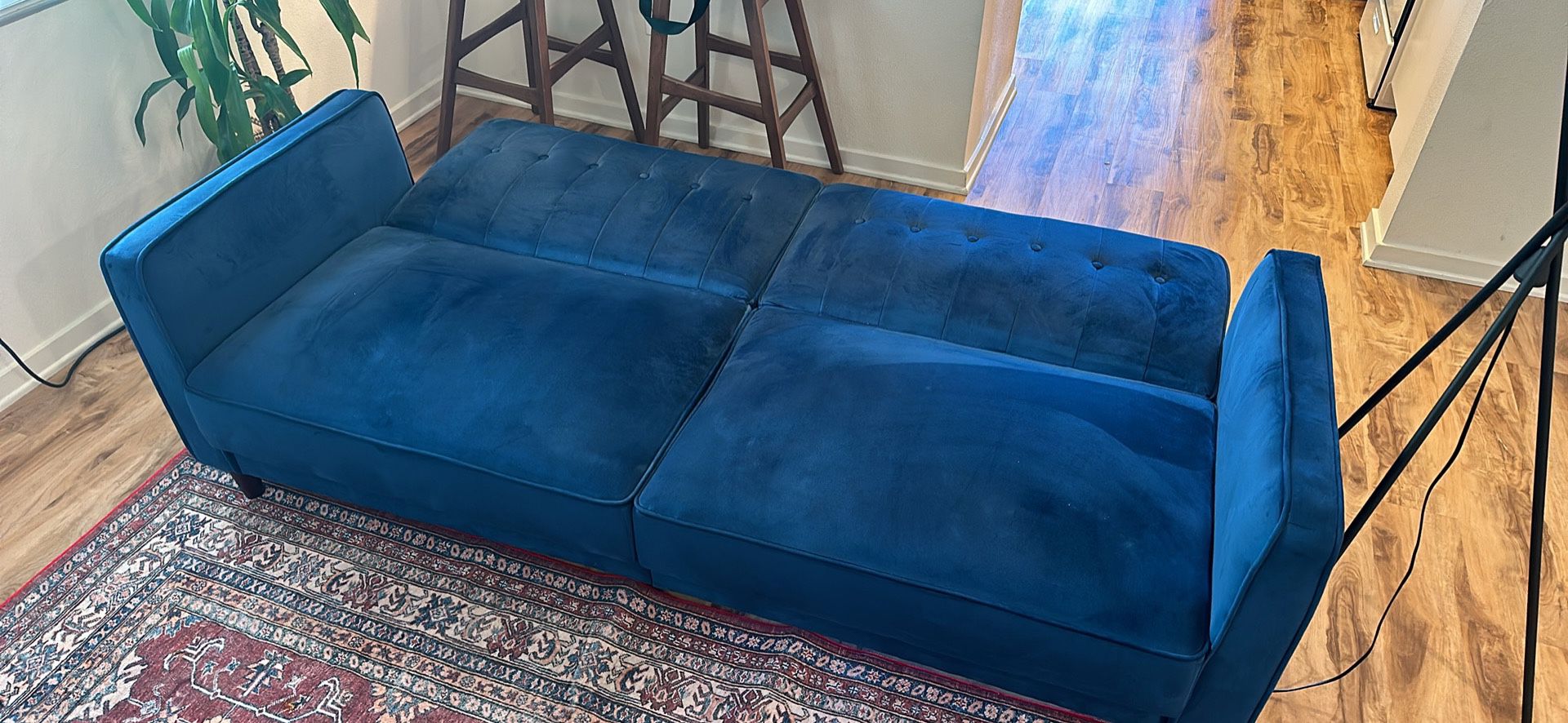 Blue Velvet Futon Sofa