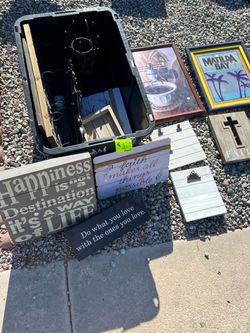 Mixed Lot of Wood Signs and Framed Prints