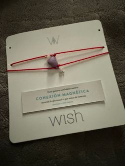 Wish Magnetic Connection Red Cord Bracelet Set with Purple Heart