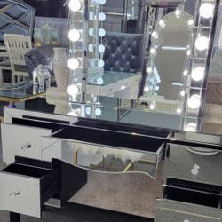 Vanity Desk Beveled Mirror LED  lights Bulb Mirror ✅️✅️