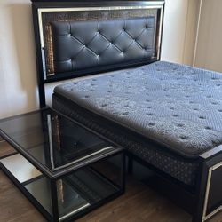 LED king size bed frame, and a coffee table included