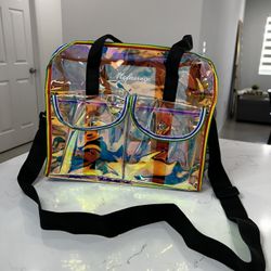 Clear Tote Bag for Women Transparent Holographic Handbag See Through Shoulder Crossbody Bag Security Travel,Shopping,Sports and Work