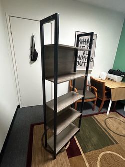 VASAGLE 5-Tier Industrial Bookshelf - Gray Wood & Black Metal Frame