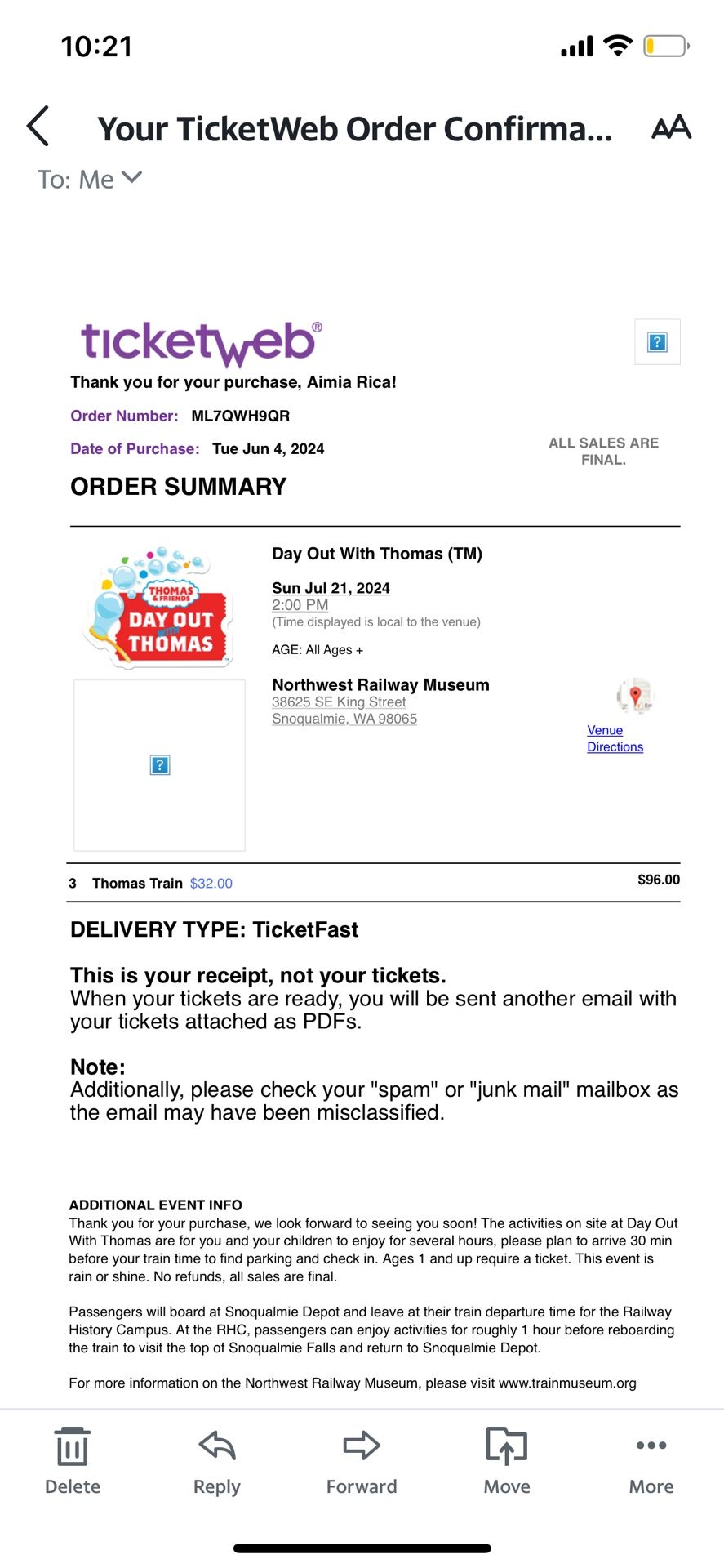 Day Out Thomas Ticket
