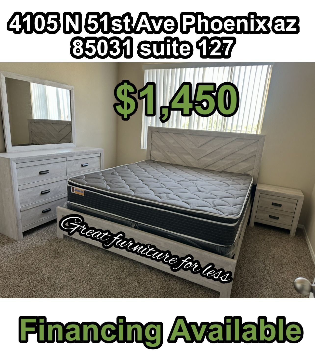 Queen Size Bedroom Include Bed Frame Dresser Mirror Nigstand And Pillow Top Mattress And Boxspring Brand New