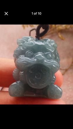 Certificate Jadeite jade Green Cartoon Dragon Pendant coin
