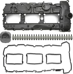 MITZONE N55 Engine Valve Cover with Gasket Bolts Kit & Oil Cap for BMW 2010-2017 335i 535i 2011-2019 X5 X3 X6 2013-2015 740i 740Li 3.0L Part# 11127570