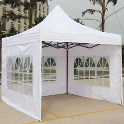 10x10 Popup Canopy With Walls White 