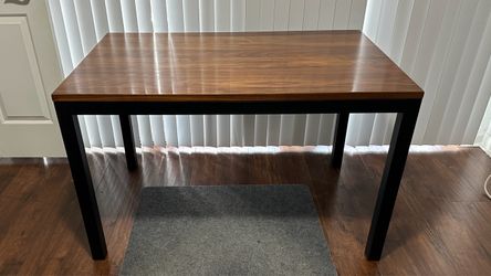 Walnut table w/ metal legs