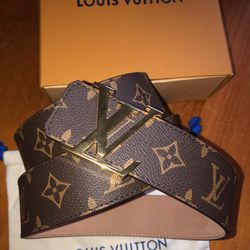 Authentic Mens' Louis Vuitton Belt with Gold Buckle