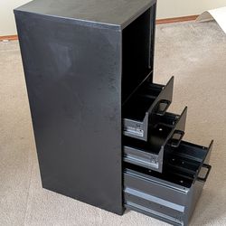 Lightweight Black Metal File Cabinet + Open Storage Shelf – $40 OBO