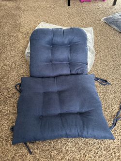 Blue Tufted Chair Cushions with Ties