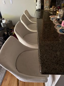 4 Cream Velvet Bar Stools