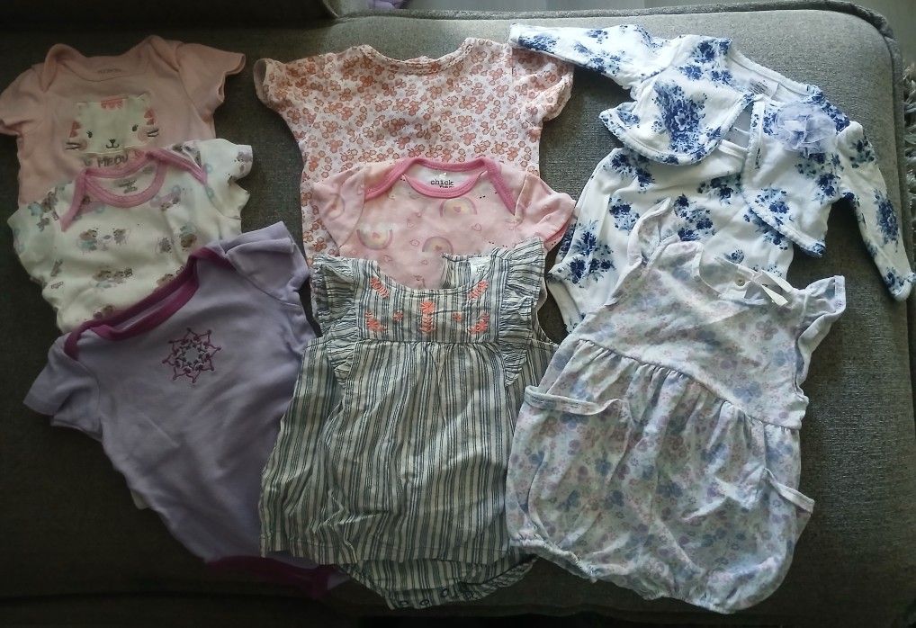 🌈Baby Girl 38pc Mixed Lot/ Bundle 6-9 Months Bodysuits Shorts Pants Etc GUC 🌈