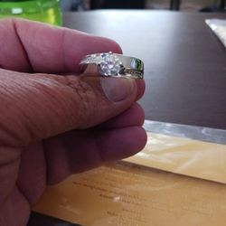 Sterling Silver  Moissanite  Men's Ring