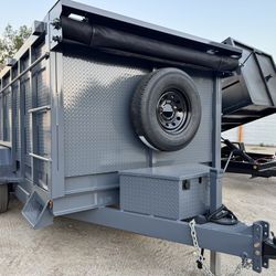 New 8x4x14 Grey Heavy Duty Scissor Lift Hydraulic Dump Trailer With All Accessories 🏆