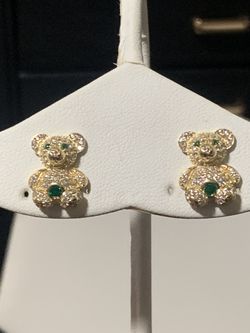 Aretes De Osito En Oro 14k