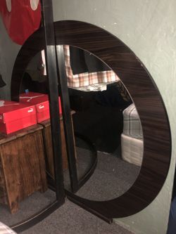 Large round mirror