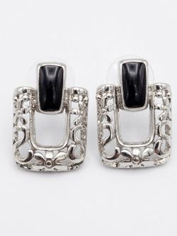 Sterling Silver Earrings With Onyx Post Back