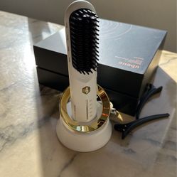  Cordless Hair Straightener Brush - Portable Straightening Brush for Travel, Negative Ions Fast Heating Straightener for Women，Lightweight Mini Hot Co