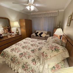 Bedroom Furniture Set Plus 2 Night Stand Lamps, Bedding Set 