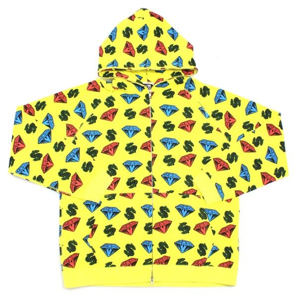 Billionaire Boys Club BBC Yellow Diamonds and Dollar Signs Hoodie
