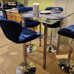 Blue Velvet Bar Stools 2