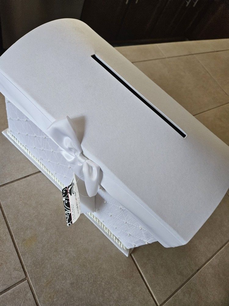 Wedding Gift Card Box, White 13×8×8", Like New 