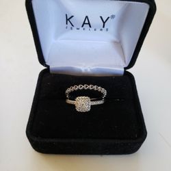 White Gold Engagement Ring And Wedding Band 